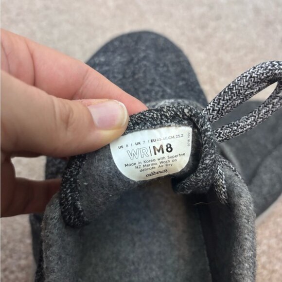 Allbirds Men's Dark Gray Washable Lightweight Wool Runners Everyday Sneaker Sz 8 - Picture 9 of 11